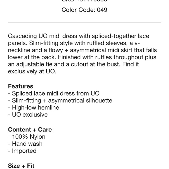 NWT UO Hyacinth Lace Spliced Midi Dress - Picture 4 of 5